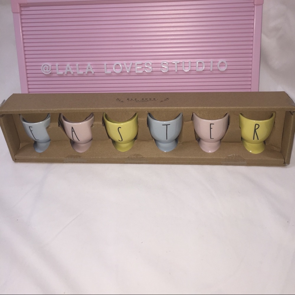 Rae Dunn EASTER ceramic 6 multi color egg holders/ decoration